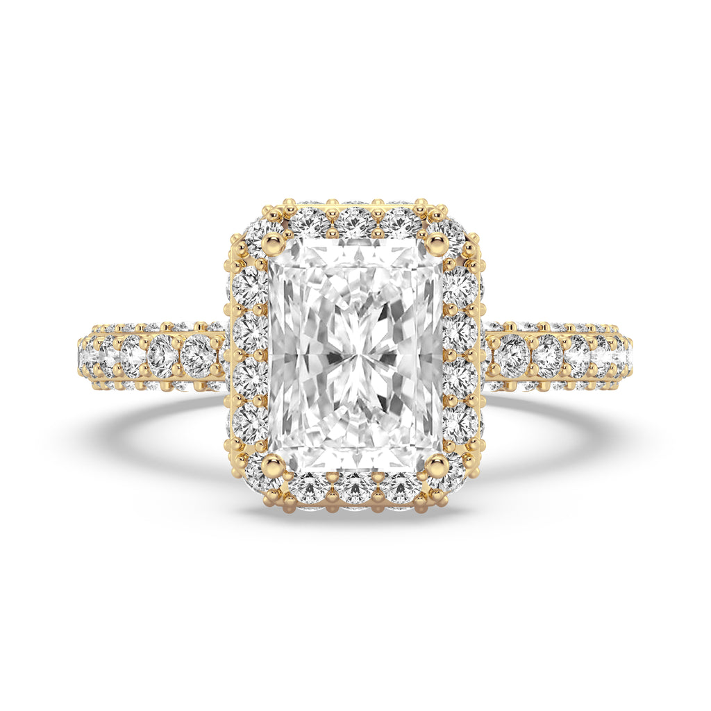 Split Shank Pave Round Diamond Engagement Ring In 18K Yellow Gold